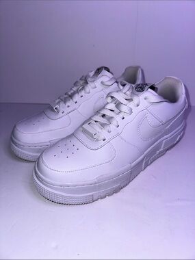 Nike Air Force 1’s, All-White, Low-Top Platform Sneakers, Women 6.5